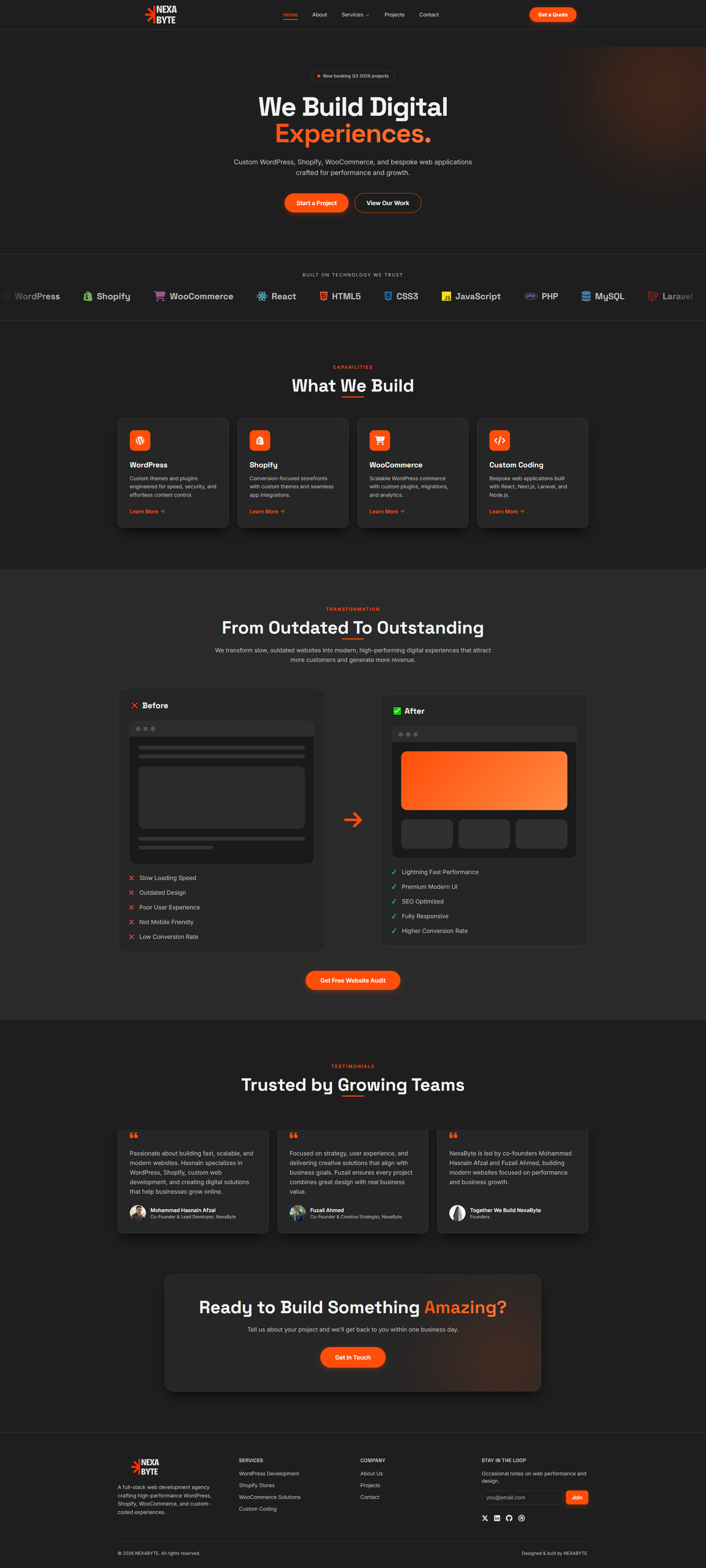 Business Website project screenshot