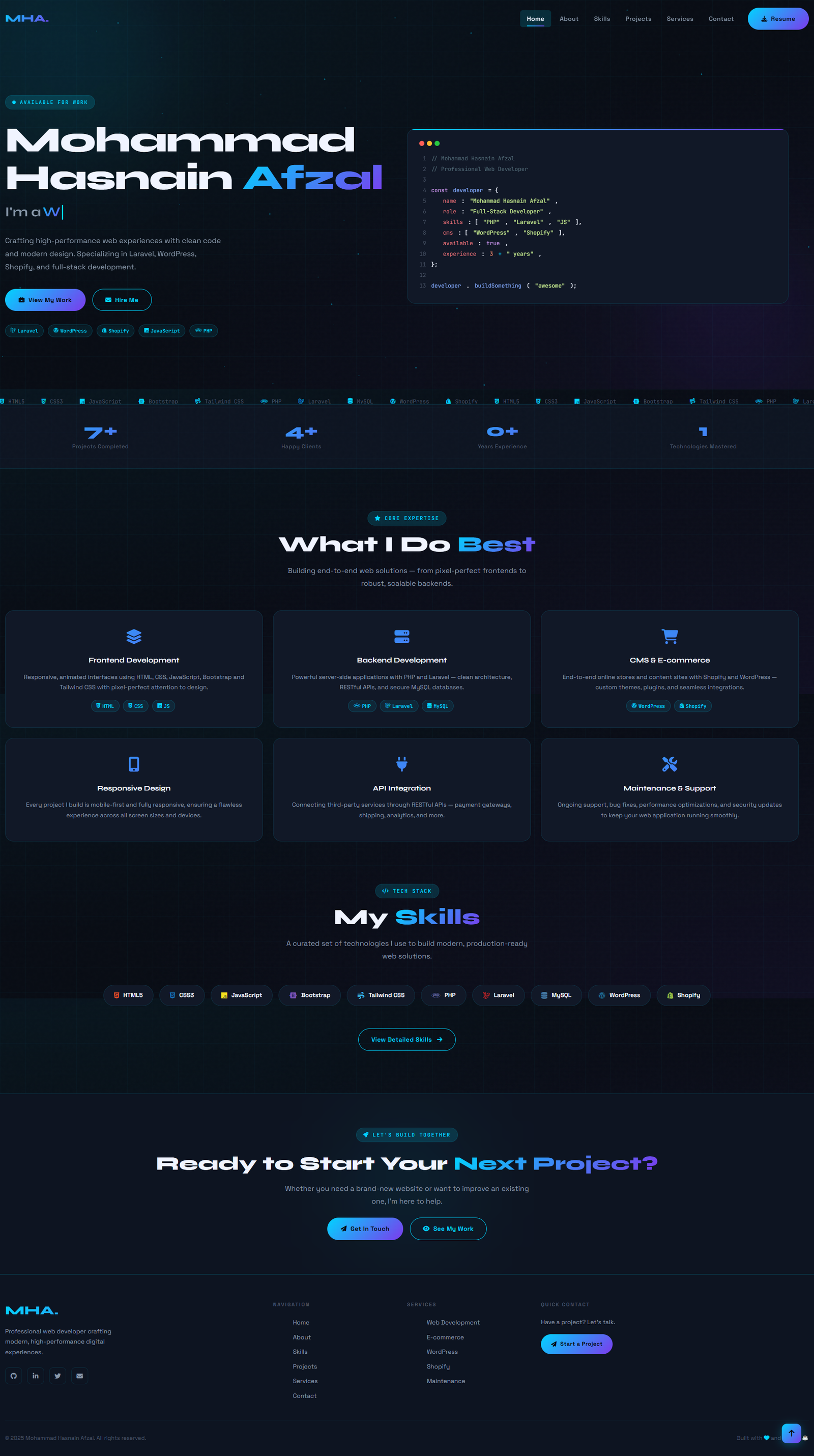 Developer Portfolio project screenshot
